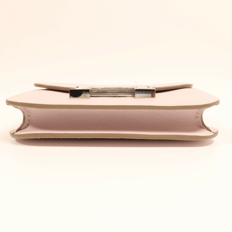 HERMES Evercolor皮革Constance Silm銀扣手拿包Rose Dragee-4