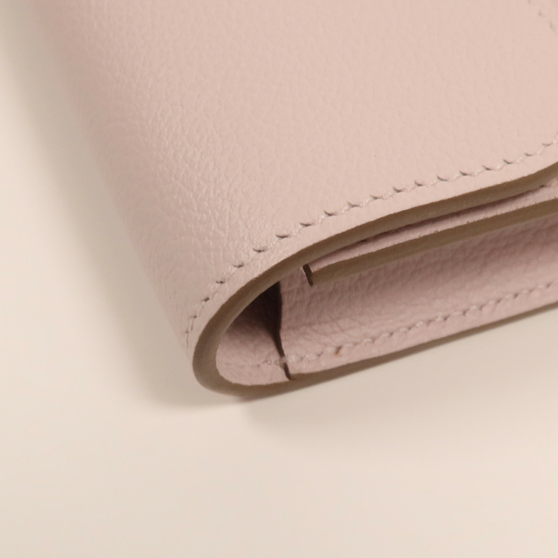 HERMES Evercolor皮革Constance Silm銀扣手拿包Rose Dragee-16