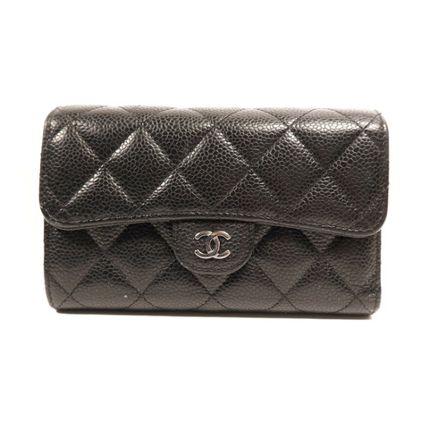 CHANEL 牛皮皮革Medium Wallet銀扣錢包