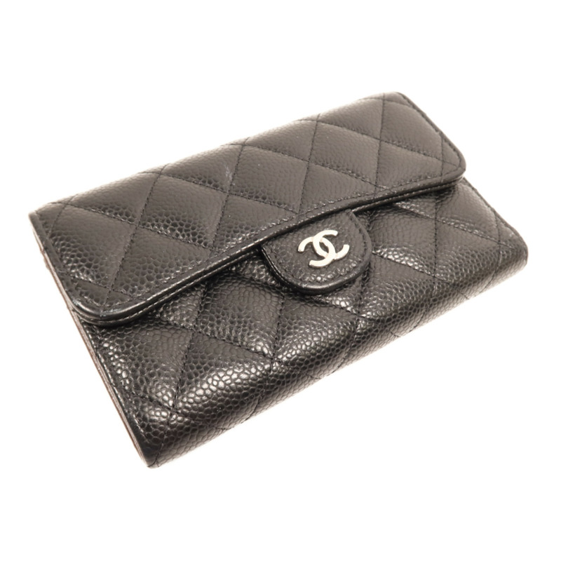 CHANEL 牛皮皮革Medium Wallet銀扣錢包-2