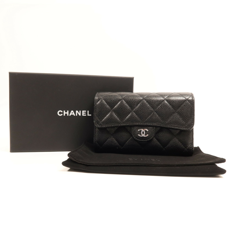 CHANEL 牛皮皮革Medium Wallet銀扣錢包-8