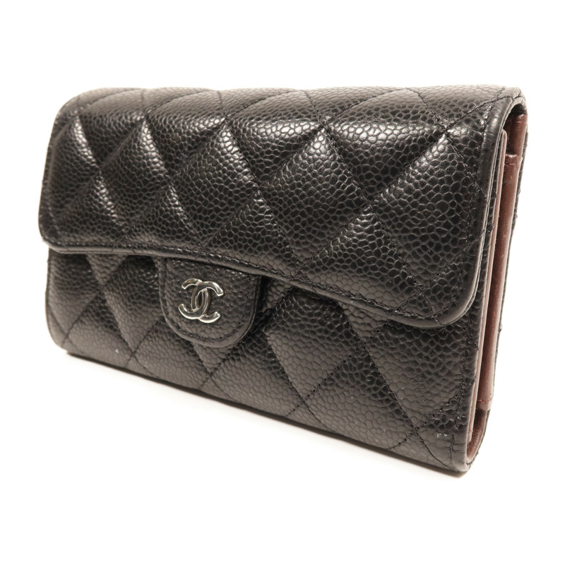 CHANEL 牛皮皮革Medium Wallet銀扣錢包-13