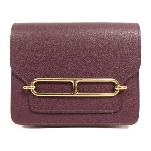 HERMES Evercolour皮革Roulis Slim金扣手拿包Cassis
