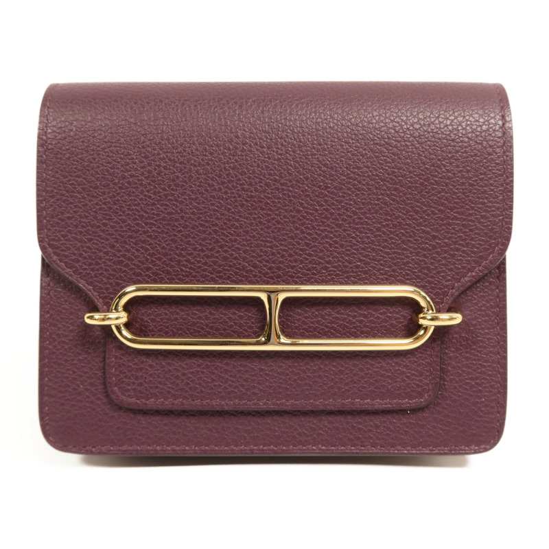 HERMES Evercolour皮革Roulis Slim金扣手拿包Cassis-0