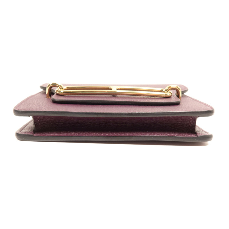 HERMES Evercolour皮革Roulis Slim金扣手拿包Cassis-3