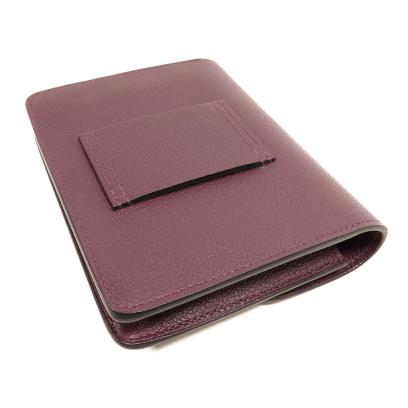 HERMES Evercolour皮革Roulis Slim金扣手拿包Cassis-5