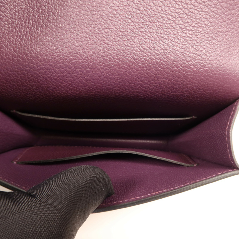HERMES Evercolour皮革Roulis Slim金扣手拿包Cassis-8