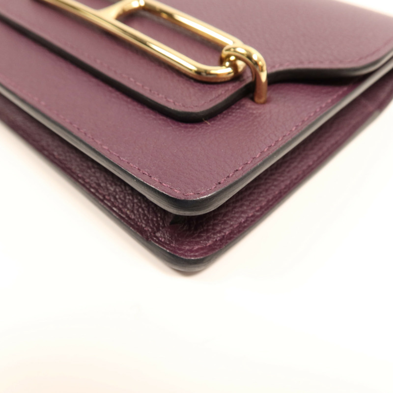HERMES Evercolour皮革Roulis Slim金扣手拿包Cassis-12