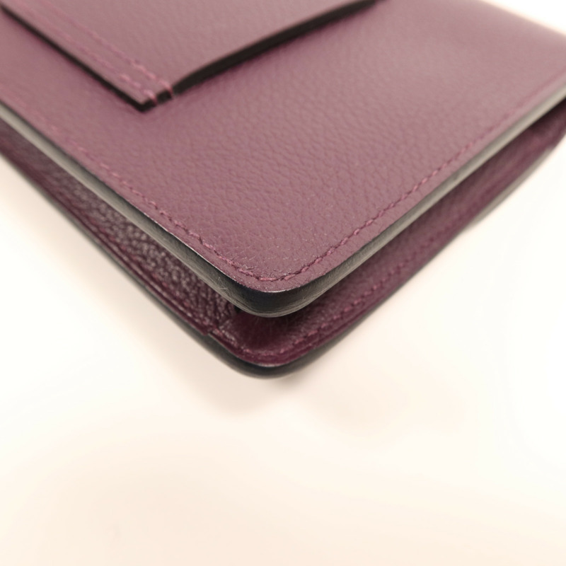 HERMES Evercolour皮革Roulis Slim金扣手拿包Cassis-14