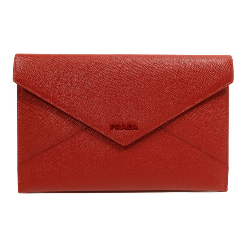 PRADA 牛皮皮革Envelope Clutch Bag金扣手拿包-0