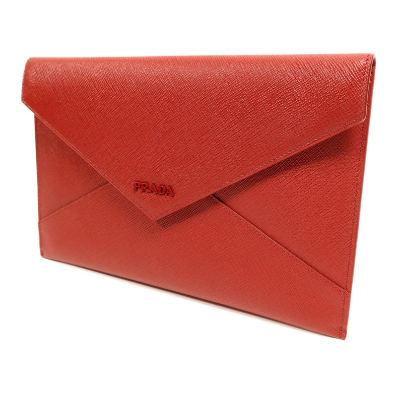 PRADA 牛皮皮革Envelope Clutch Bag金扣手拿包-2