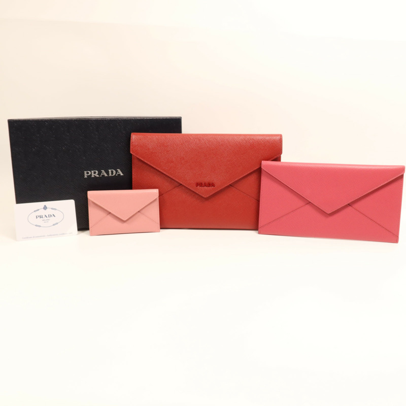 PRADA 牛皮皮革Envelope Clutch Bag金扣手拿包-4