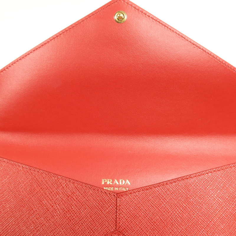 PRADA 牛皮皮革Envelope Clutch Bag金扣手拿包-11