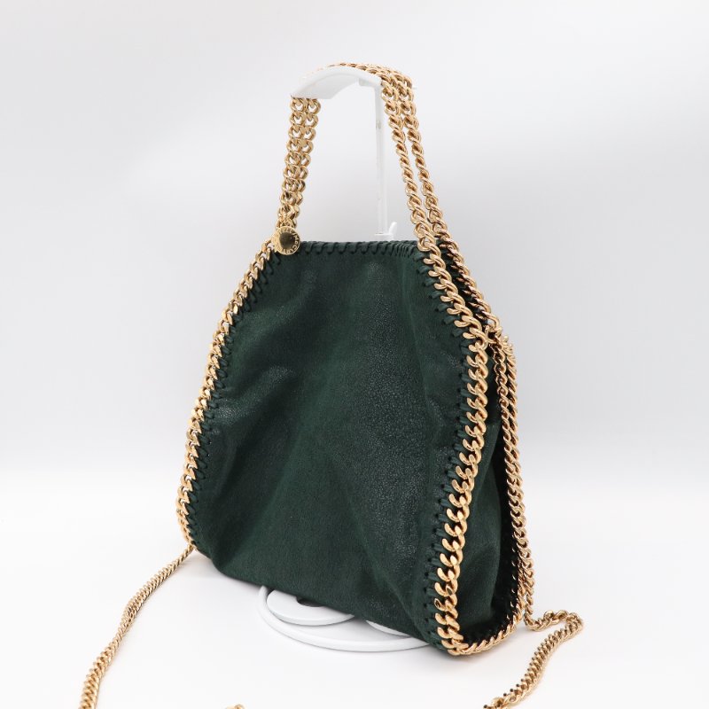 Stella Mccartney 寶石綠 牛麂皮 金色鏈條 手提包 單肩包-1