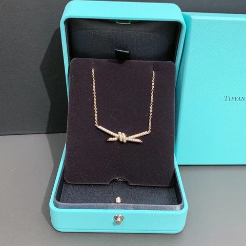 Tiffany knot玫瑰金滿鑽項鍊