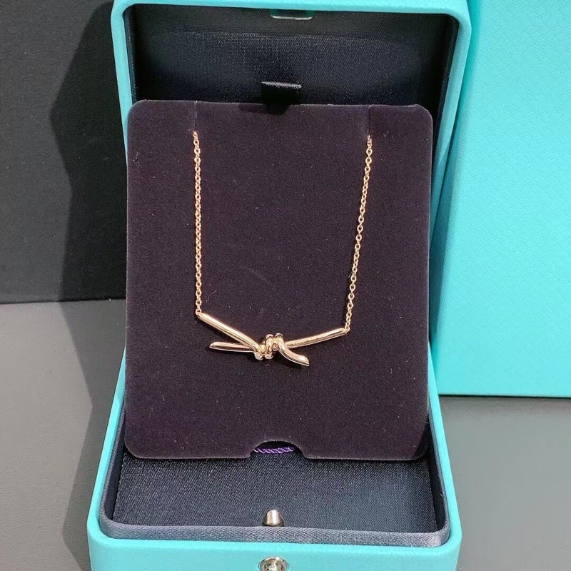 Tiffany knot玫瑰金滿鑽項鍊-2