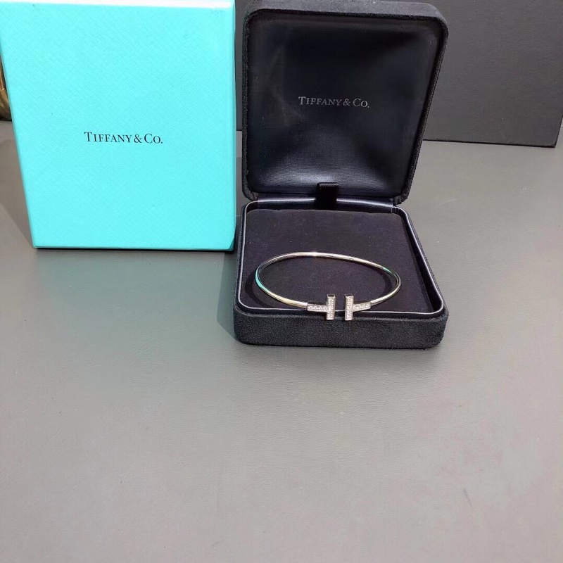 Tiffany T型白金鑲鑽手鐲s碼-3