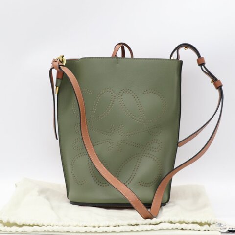 Loewe 羅威 Anagram Gate 豆綠色 牛皮 水桶 單肩包 斜挎包