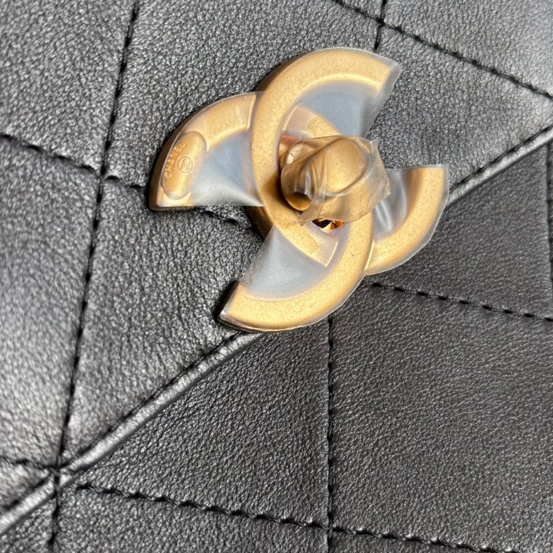 ::CHANEL:: 黑色皮革大款雙C口蓋包手提包 肩背包 鏈包 Maxi flap bag with top handle-20