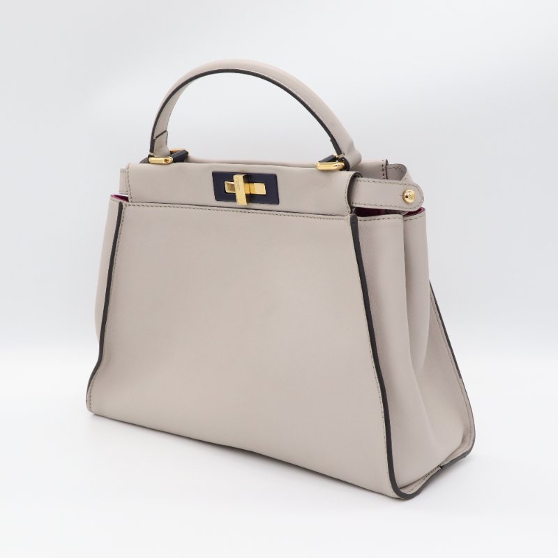 Fendi 芬迪 Peekaboo 灰白色 牛皮 手提包-2