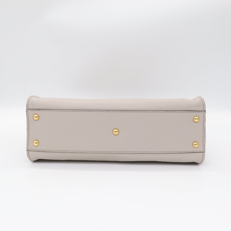 Fendi 芬迪 Peekaboo 灰白色 牛皮 手提包-4