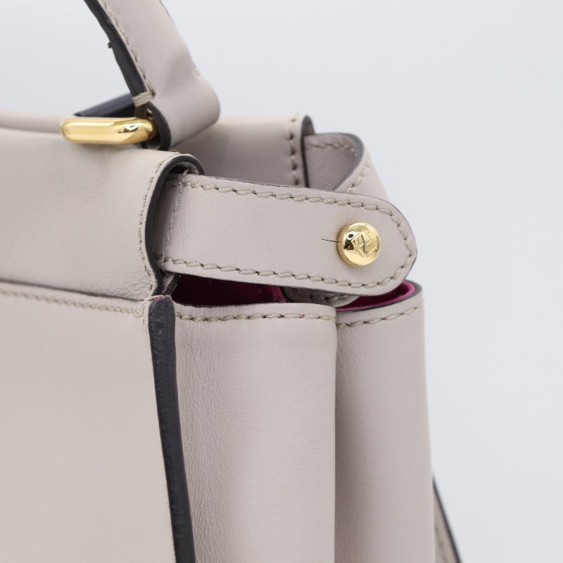 Fendi 芬迪 Peekaboo 灰白色 牛皮 手提包-8