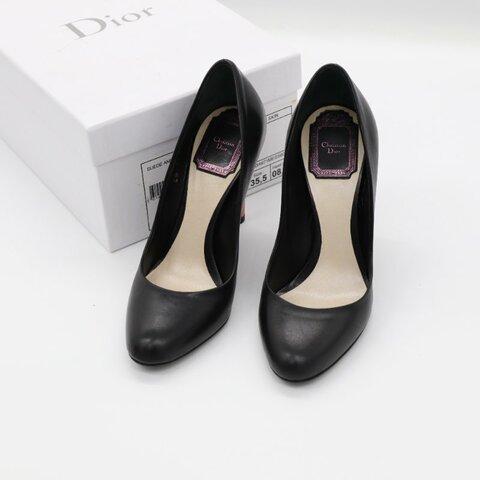 Dior 迪奧 黑色 牛皮 金屬粉色 跟鞋 EU35 1/2