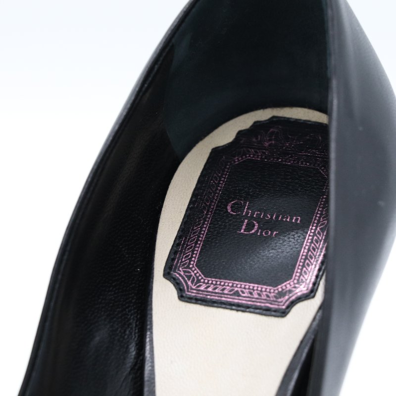 Dior 迪奧 黑色 牛皮 金屬粉色 跟鞋 EU35 1/2-3
