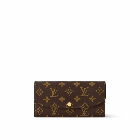 Louis Vuitton LV 路易威登 Emilie 新版經典老花釦式薄長夾/手拿包 M60697 紫紅色內裡