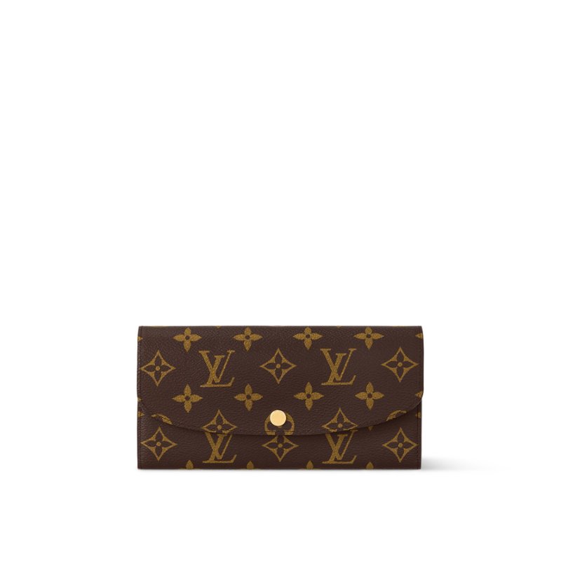 Louis Vuitton LV 路易威登 Emilie 新版經典老花釦式薄長夾/手拿包 M60697 紫紅色內裡-0