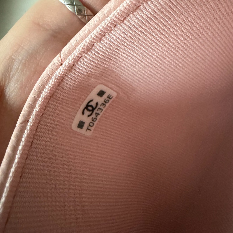 全新 Chanel 香奈兒 雙層零錢包 🌸粉色荔枝皮金釦 芯片-8