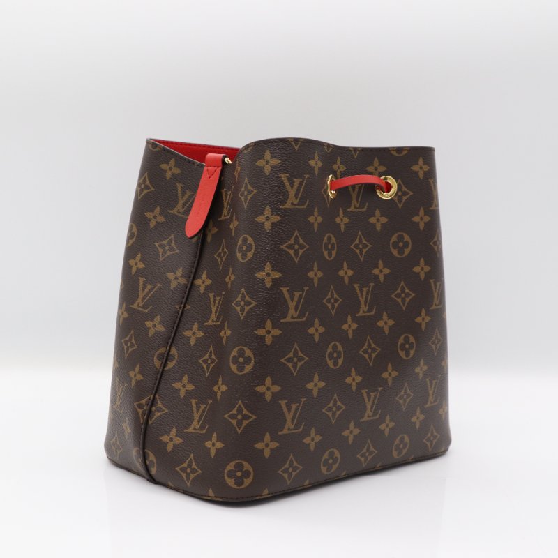 【狀況超級新】Louis Vuitton 路易威登 Noe 紅色牛皮 棕色花紋 水桶包 單肩包 斜挎包-2