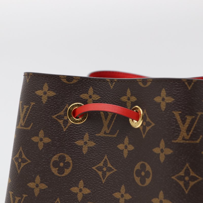 【狀況超級新】Louis Vuitton 路易威登 Noe 紅色牛皮 棕色花紋 水桶包 單肩包 斜挎包-3