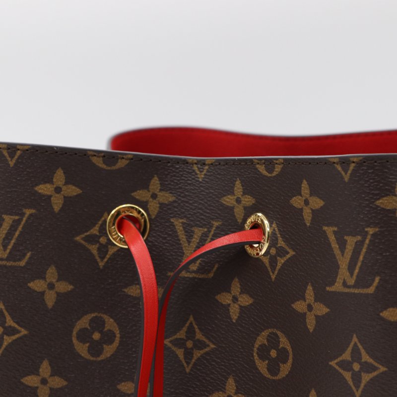 【狀況超級新】Louis Vuitton 路易威登 Noe 紅色牛皮 棕色花紋 水桶包 單肩包 斜挎包-5