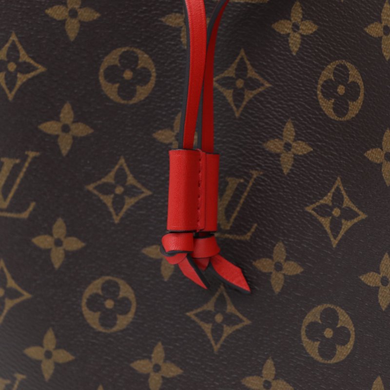 【狀況超級新】Louis Vuitton 路易威登 Noe 紅色牛皮 棕色花紋 水桶包 單肩包 斜挎包-6