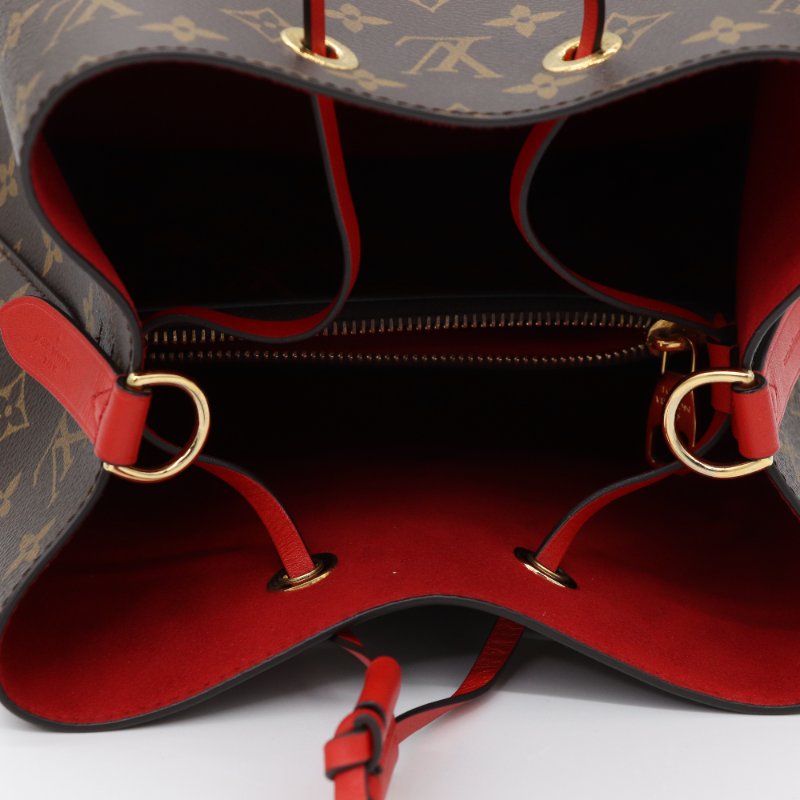 【狀況超級新】Louis Vuitton 路易威登 Noe 紅色牛皮 棕色花紋 水桶包 單肩包 斜挎包-8