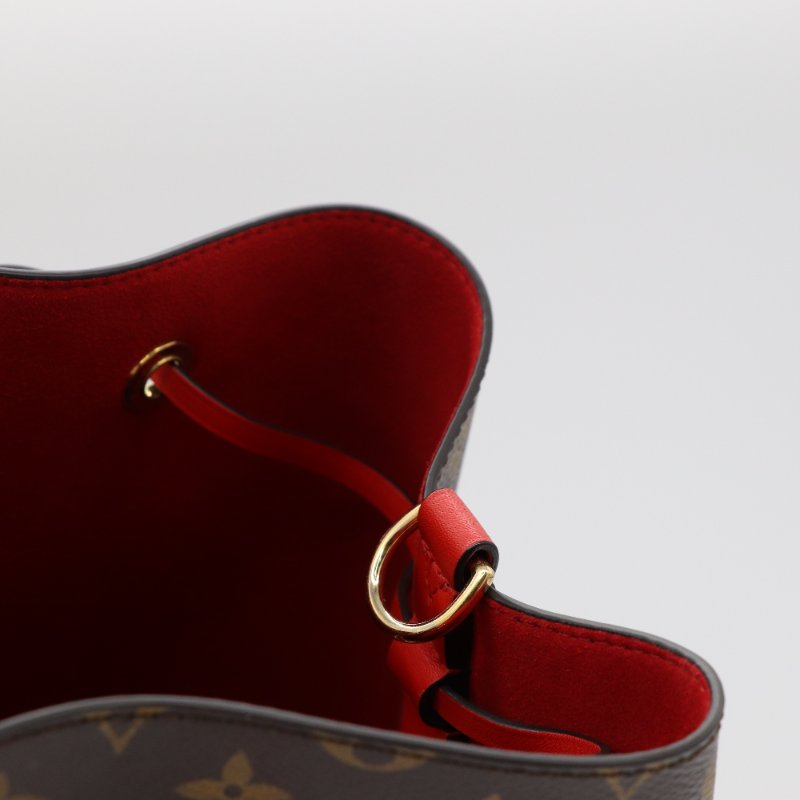 【狀況超級新】Louis Vuitton 路易威登 Noe 紅色牛皮 棕色花紋 水桶包 單肩包 斜挎包-9