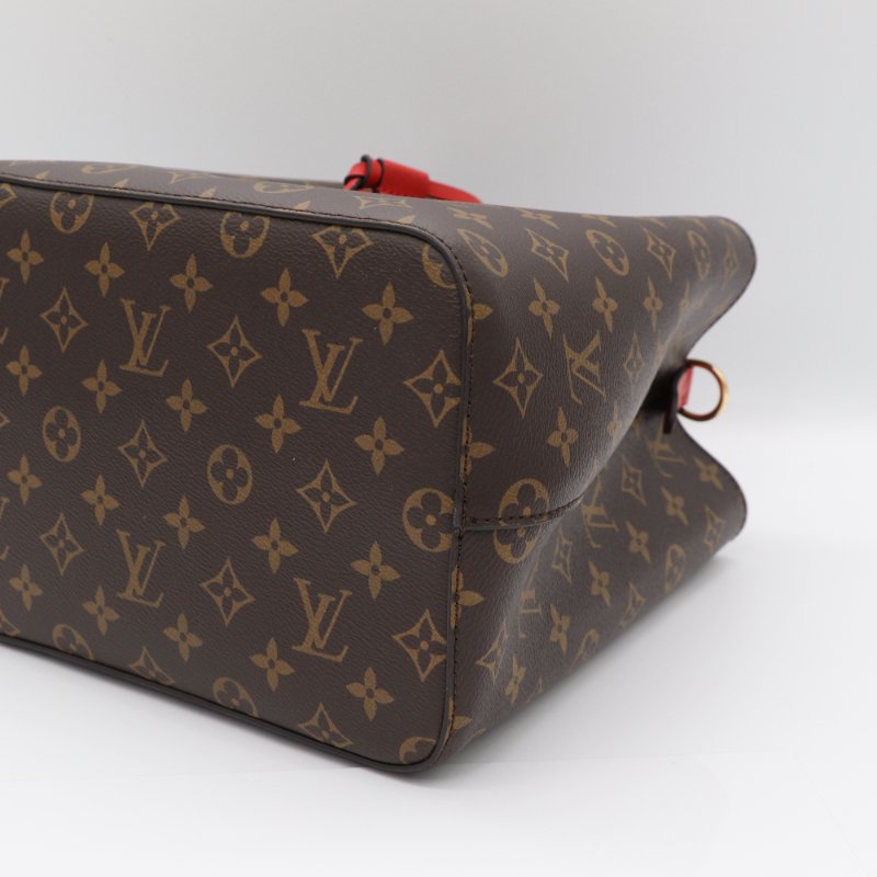 【狀況超級新】Louis Vuitton 路易威登 Noe 紅色牛皮 棕色花紋 水桶包 單肩包 斜挎包-13