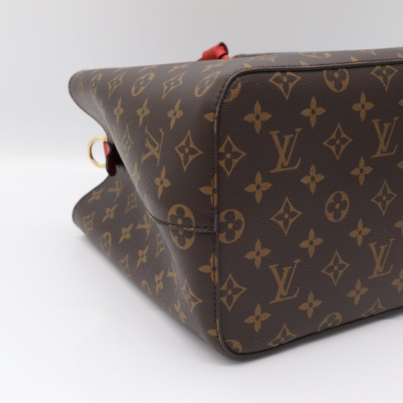 【狀況超級新】Louis Vuitton 路易威登 Noe 紅色牛皮 棕色花紋 水桶包 單肩包 斜挎包-14