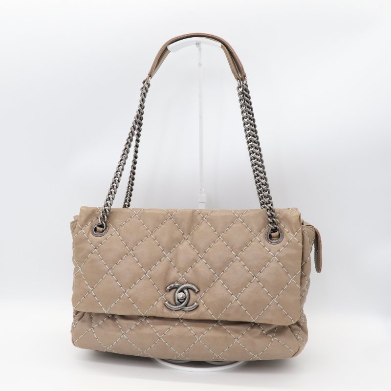 Chanel 香奈兒 奶茶色 復古牛皮 鏈條 單肩包 托特包 (可放電腦 )-0