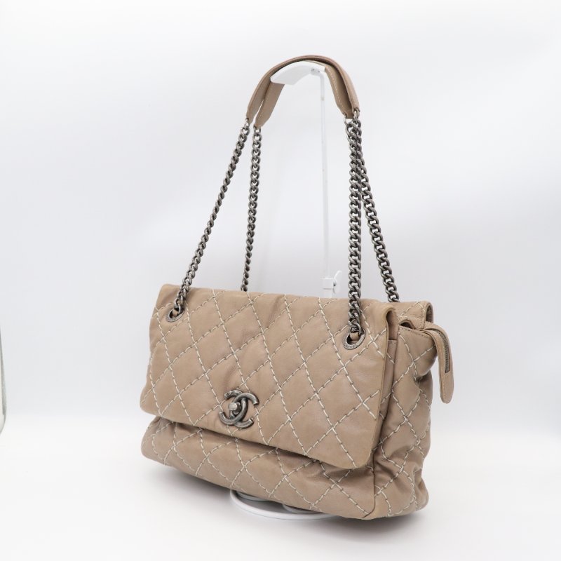 Chanel 香奈兒 奶茶色 復古牛皮 鏈條 單肩包 托特包 (可放電腦 )-1