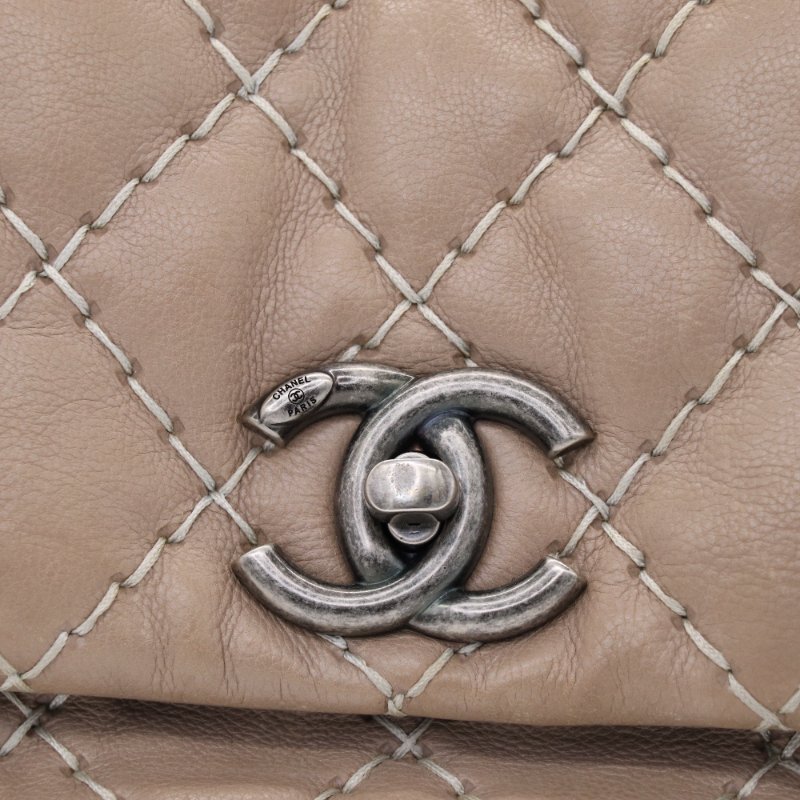 Chanel 香奈兒 奶茶色 復古牛皮 鏈條 單肩包 托特包 (可放電腦 )-3