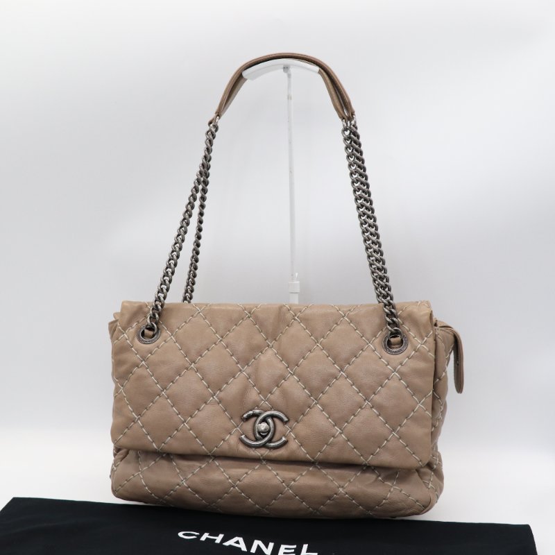 Chanel 香奈兒 奶茶色 復古牛皮 鏈條 單肩包 托特包 (可放電腦 )-7