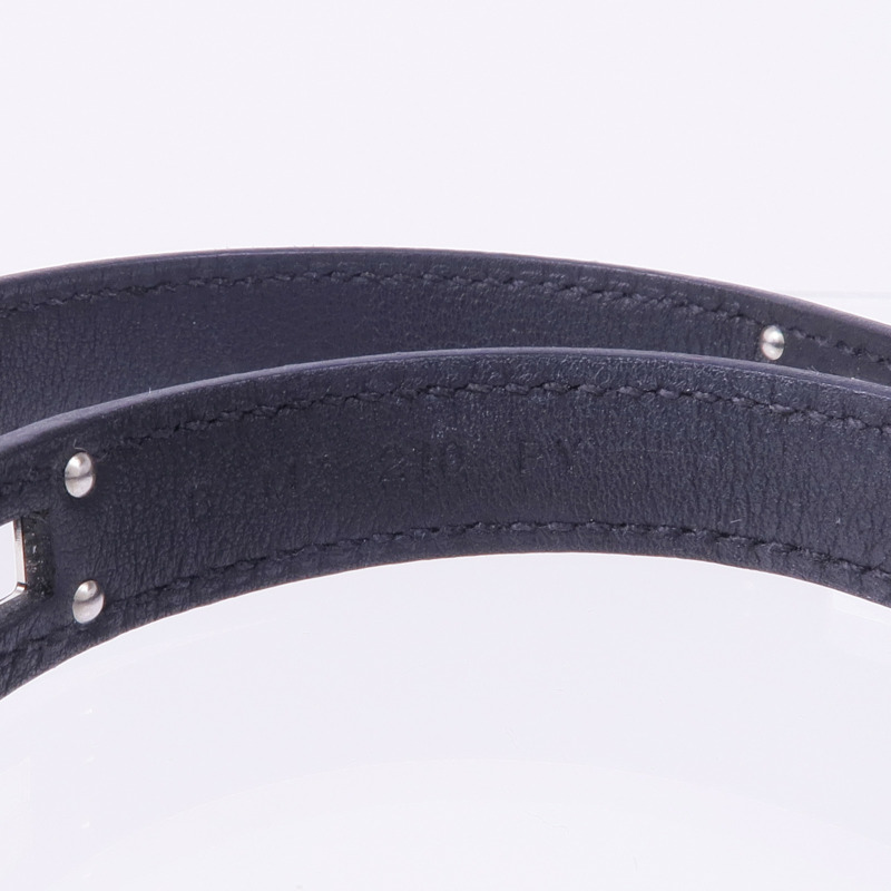 HERMES Swift皮革Kelly Double Tour Bracelet銀扣手帶Noir-8
