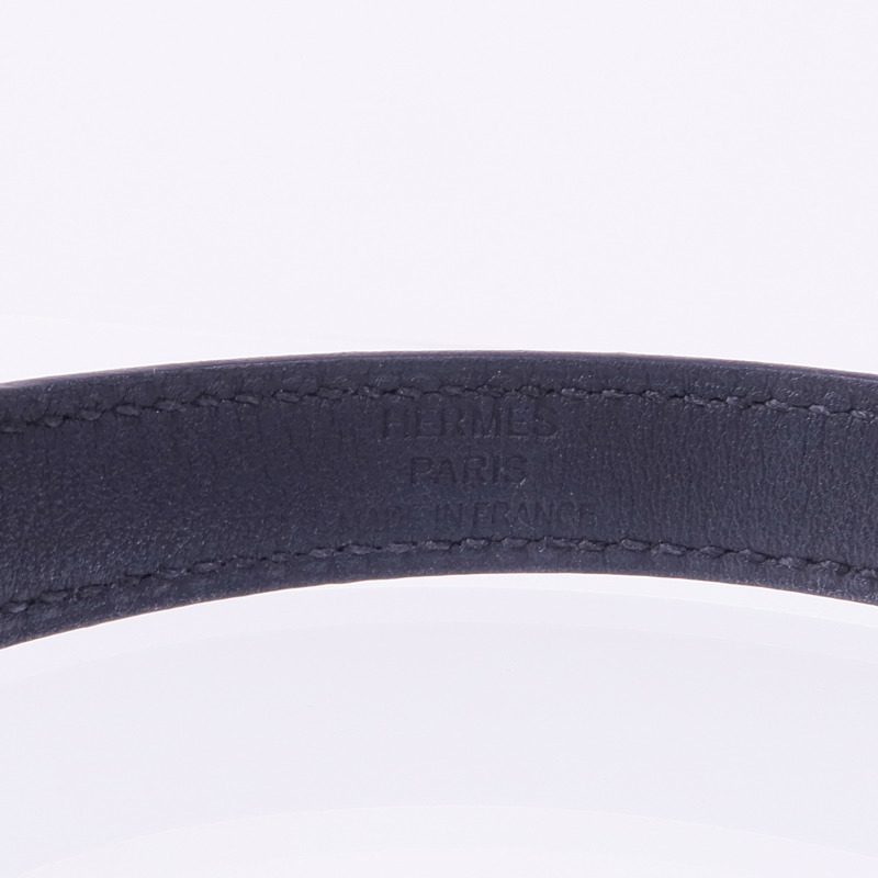 HERMES Swift皮革Kelly Double Tour Bracelet銀扣手帶Noir-9