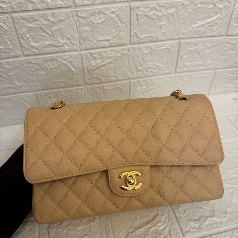 chanel奶茶色荔枝皮金雙C coco25-1