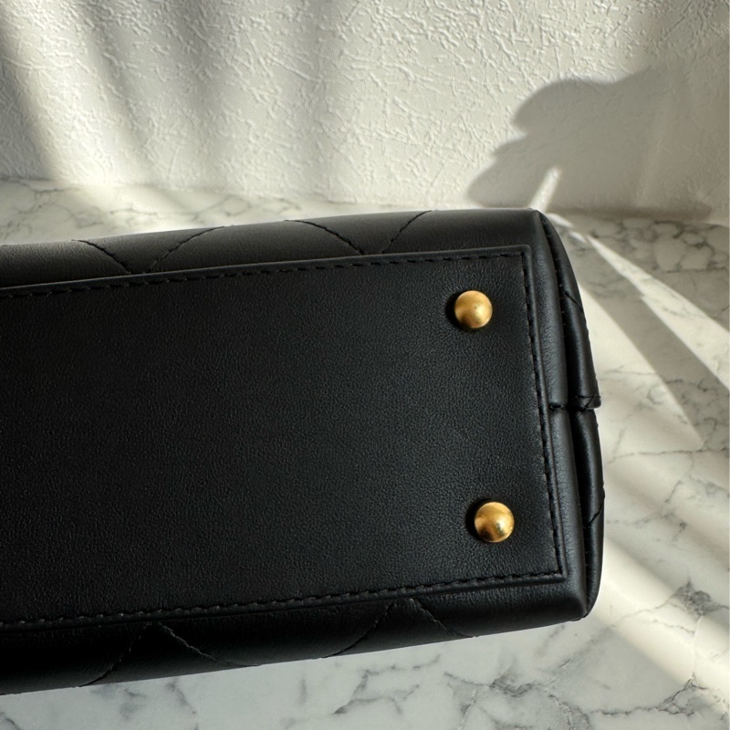 chanel黑大菱格金雙C手提肩背公事包💼-9