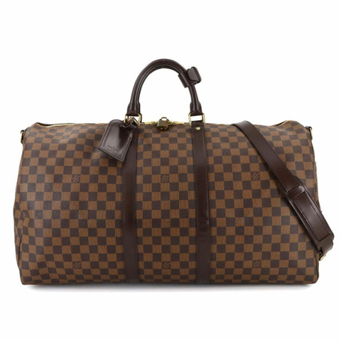 Louis Vuitton Damier Keepall Bandouliere 55 兩用波士頓單肩包，Ebene 皮革材質，N41414