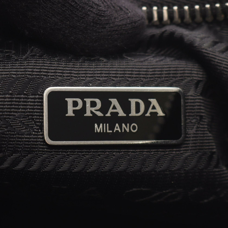 PRADA Re-Edition 2006 刺繡單肩包 1BH204 尼龍皮革黑色二手-3