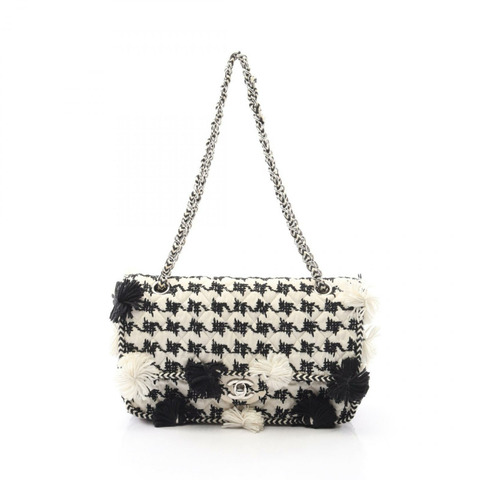 CHANEL Matelasse 雙翻蓋鏈條單肩包帆布面料流蘇 SHW 二手 CC